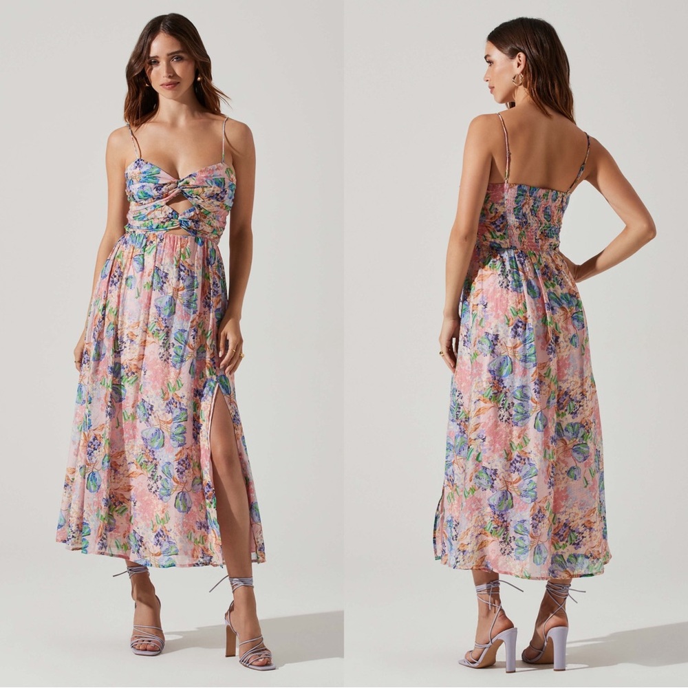 ASTR the Label Emine Dress in Pink & Blue Floral